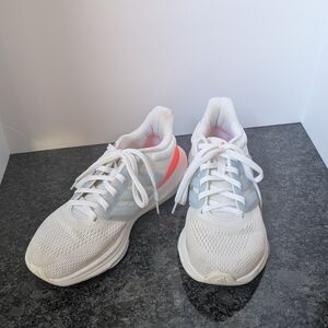 adidas Alphabounce+HP5799 White Gray and Solar Red/Orange  Athletic Shoes